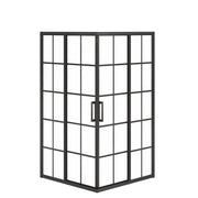 Radia Square 42 x 42 x 71 ½ in. 6 mm Sliding Shower Door for Corner Installation with French Glass in Matte Black - Plumbing Market