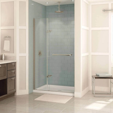 Reveal 71 38-41 x 71 ½ in. 8mm Pivot Shower Door for Alcove Installation with Clear glass in Brushed Nickel - Plumbing Market