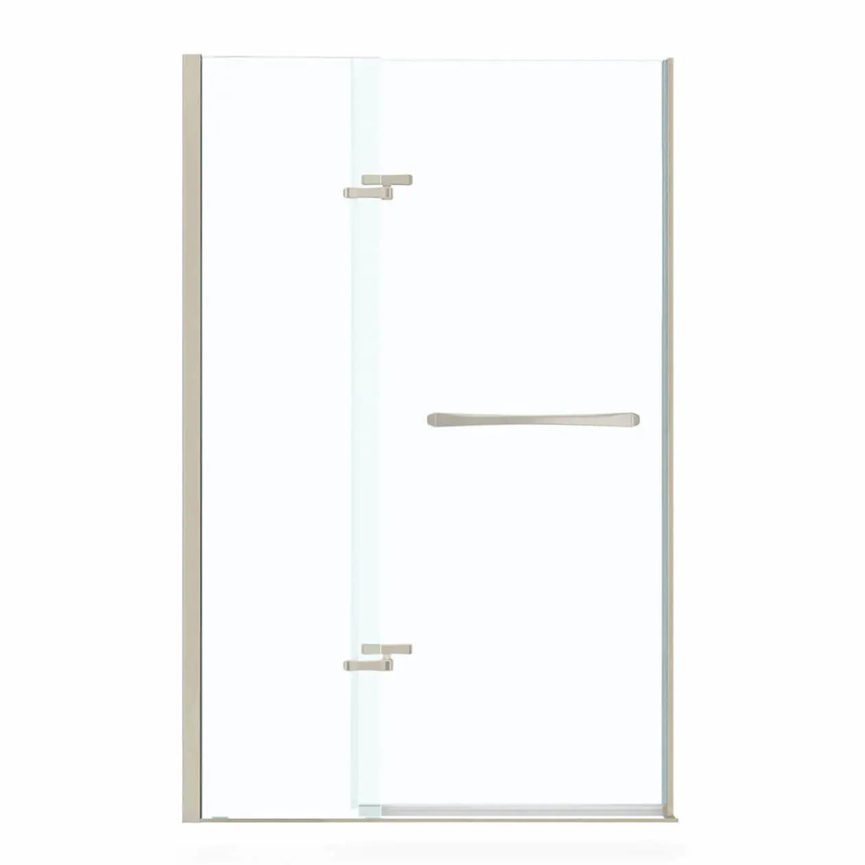 Reveal 71 41 ½-44 ½ x 71 ½ in. 8mm Pivot Shower Door for Alcove Installation with Clear glass in Brushed Nickel - Plumbing Market