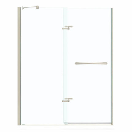 Reveal 71 56-59 x 71 ½ in. 8mm Pivot Shower Door for Alcove Installation with Clear glass in Brushed Nickel - Plumbing Market