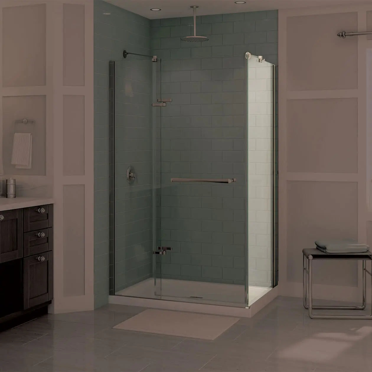 Reveal 71 Return Panel for 32 in. Base with Clear glass in Chrome - Plumbing Market
