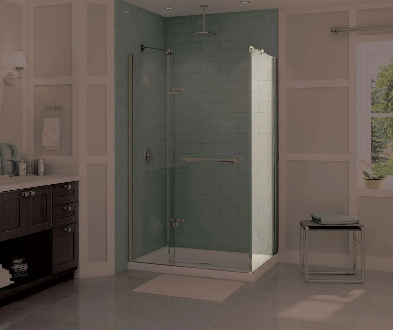 Reveal 71 Return Panel for 36 in. Base with Clear glass in Brushed Nickel - Plumbing Market
