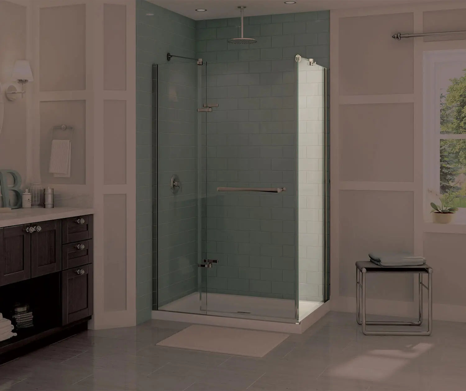 Reveal 71 Return Panel for 36 in. Base with Clear glass in Chrome - Plumbing Market