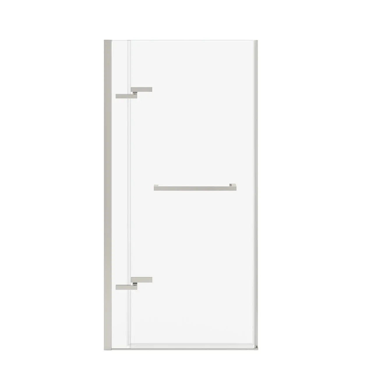 Reveal Sleek 71 32 1/2-35 1/2 x 71 1/2 in. 8mm Pivot Shower Door for Alcove Installation with Clear glass in Brushed Nickel - Plumbing Market