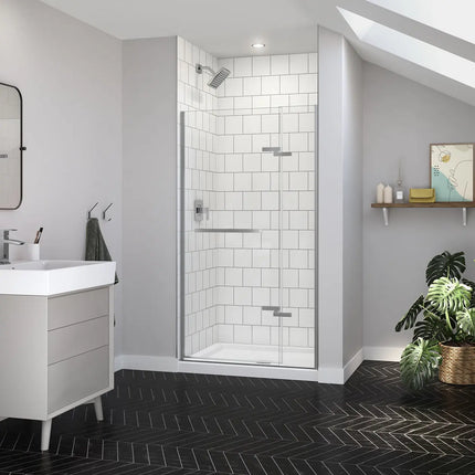 Reveal Sleek 71 38-41 x 71 1/2 in. 8mm Pivot Shower Door for Alcove Installation with Clear glass in Chrome - Plumbing Market