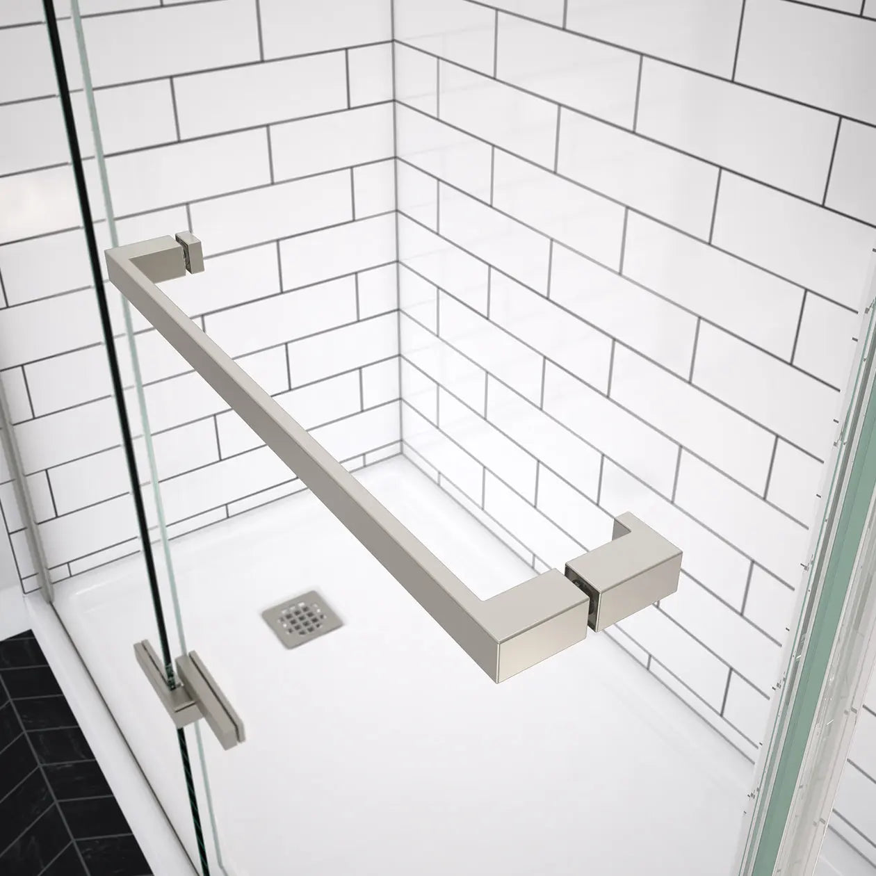 Reveal Sleek 71 56-59 x 71 1/2 in. 8mm Pivot Shower Door for Alcove Installation with Clear glass in Brushed Nickel - Plumbing Market