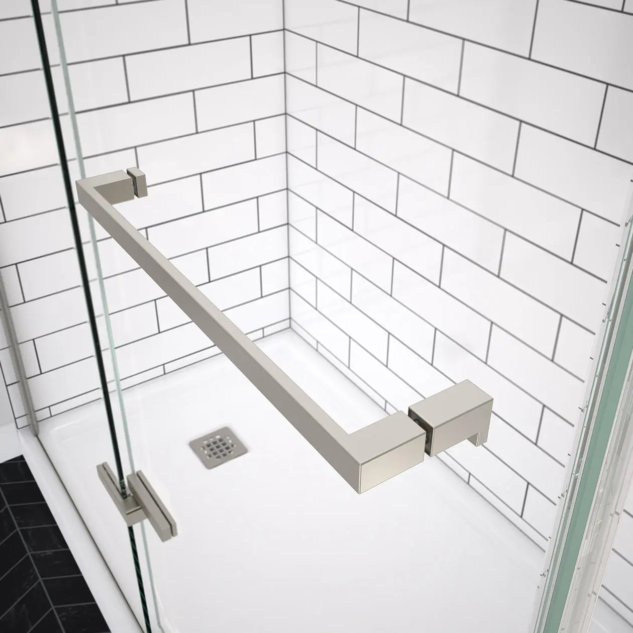 Reveal Sleek 71 56-59 x 71 1/2 in. 8mm Pivot Shower Door for Alcove Installation with Clear glass in Brushed Nickel - Plumbing Market