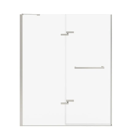 Reveal Sleek 71 56-59 x 71 1/2 in. 8mm Pivot Shower Door for Alcove Installation with Clear glass in Brushed Nickel - Plumbing Market