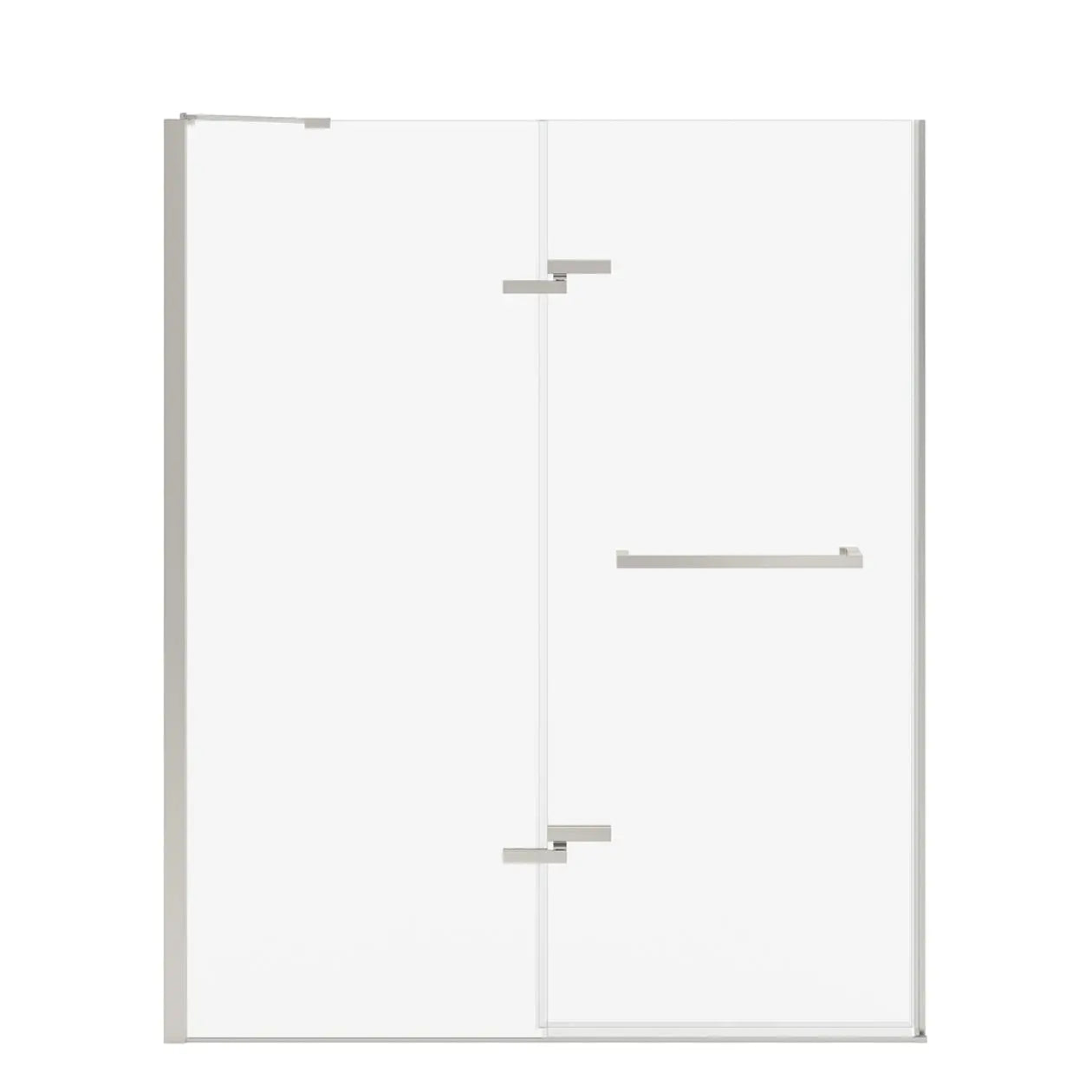 Reveal Sleek 71 56-59 x 71 1/2 in. 8mm Pivot Shower Door for Alcove Installation with Clear glass in Brushed Nickel - Plumbing Market