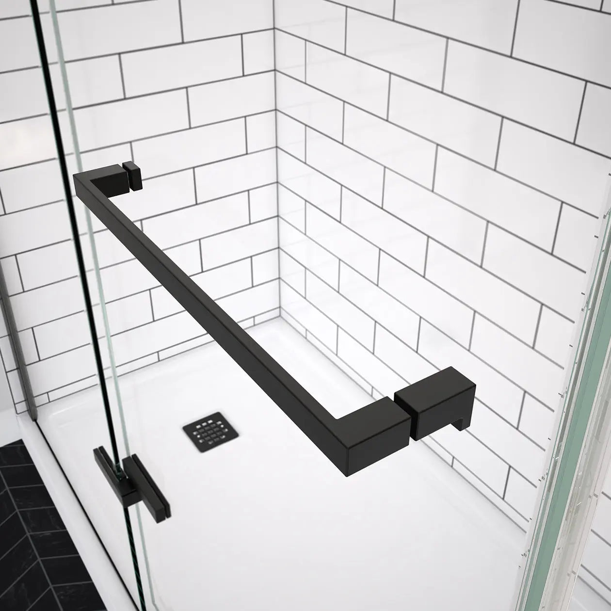 Reveal Sleek 71 56-59 x 71 1/2 in. 8mm Pivot Shower Door for Alcove Installation with Clear glass in Matte Black - Plumbing Market