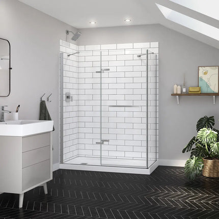 Reveal Sleek 71 Return Panel for 32 in. Base with Clear glass in Chrome - Plumbing Market