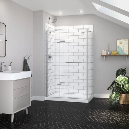 Reveal Sleek 71 Return Panel for 34 in. Base with Clear glass in Chrome - Plumbing Market