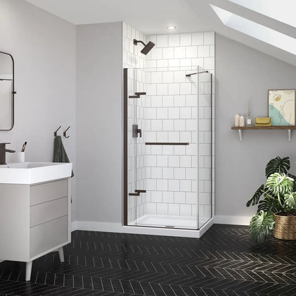 Reveal Sleek 71 Return Panel for 36 in. Base with Clear glass in Dark Bronze - Plumbing Market