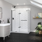 Reveal Sleek 71 Return Panel for 36 in. Base with Clear glass in Matte Black - Plumbing Market