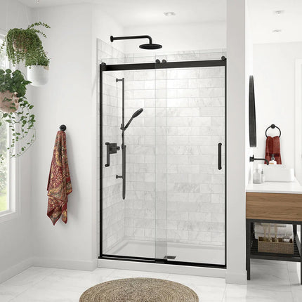 Revelation Round 44-47 in. x 70 ½-73 in. 6 mm Bypass Shower Door for Alcove Installation with Clear glass in Matte Black - Plumbing Market