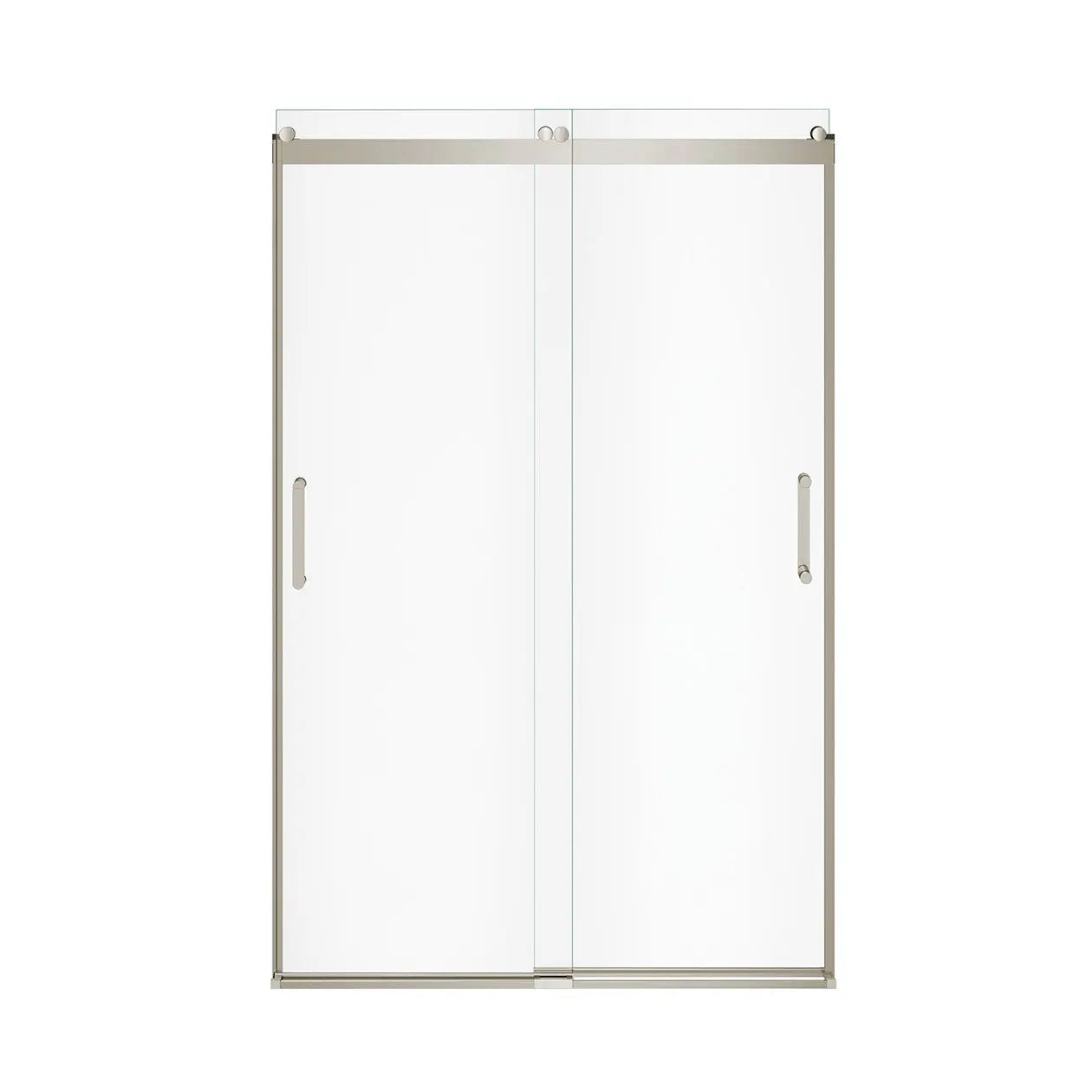 Revelation Round 44-47 in. x 70 ½-73 in. 6 mm Bypass Shower Door for Alcove with Clear glass in Brushed Nickel - Plumbing Market