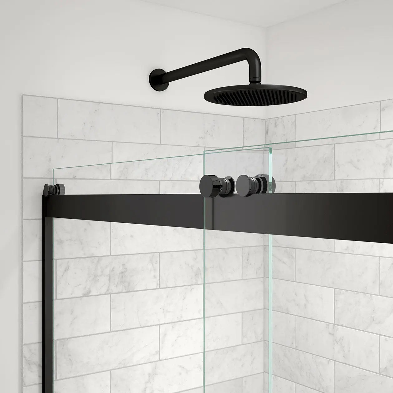 Revelation Round 56-59 in. x 56 ¾-59 ¼ in. 6 mm Bypass Tub Door for Alcove Installation with Clear glass in Matte Black - Plumbing Market