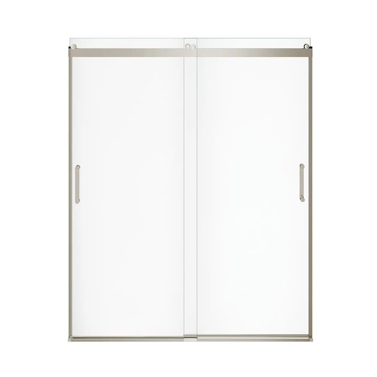 Revelation Round 56-59 in. x 70 ½-73 in. 6 mm Bypass Shower Door for Alcove with Clear glass in Brushed Nickel - Plumbing Market