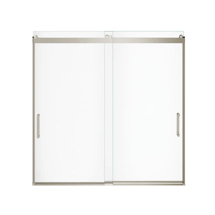 Revelation Round 56-59 x 56 ¾-59 ¼ in. 8mm Bypass Tub Door for Alcove Installation with Clear glass in Brushed Nickel - Plumbing Market