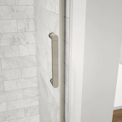 Revelation Round 56-59 x 56 ¾-59 ¼ in. 8mm Bypass Tub Door for Alcove Installation with Clear glass in Brushed Nickel - Plumbing Market