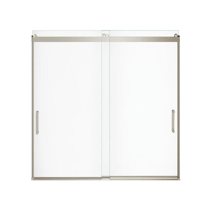 Revelation Round 56-59 x 56 ¾-59 ¼ in. 8mm Bypass Tub Door for Alcove Installation with Clear glass in Brushed Nickel - Plumbing Market