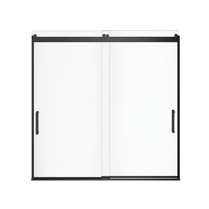 Revelation Round 56-59 x 56 ¾-59 ¼ in. 8mm Bypass Tub Door for Alcove Installation with Clear glass in Matte Black - Plumbing Market