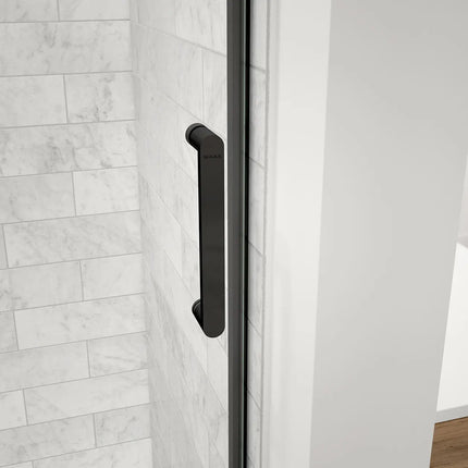 Revelation Round 56-59 x 56 ¾-59 ¼ in. 8mm Bypass Tub Door for Alcove Installation with Clear glass in Matte Black - Plumbing Market