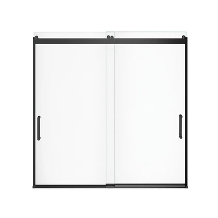 Revelation Round 56-59 x 56 ¾-59 ¼ in. 8mm Bypass Tub Door for Alcove Installation with Clear glass in Matte Black - Plumbing Market