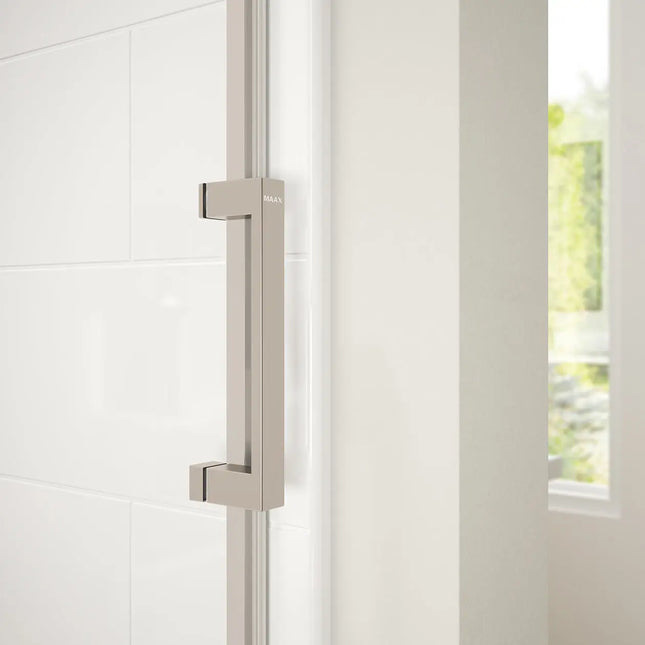 Revelation Square 44-47 x 70 ½-73 in. 6 mm Bypass Shower Door for Alcove Installation with Clear glass in Brushed Nickel - Plumbing Market