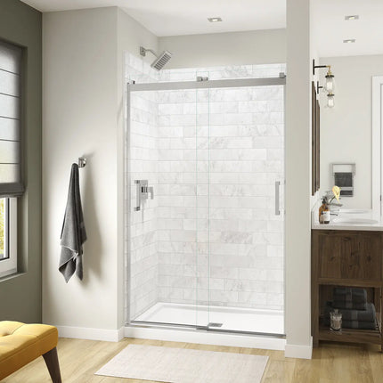 Revelation Square 44-47 x 70 ½-73 in. 6 mm Bypass Shower Door for Alcove Installation with Clear glass in Chrome - Plumbing Market