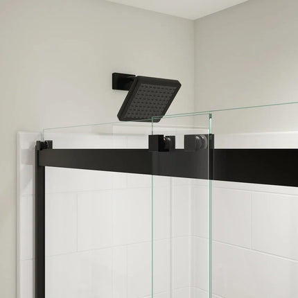 Revelation Square 44-47 x 70 ½-73 in. 6 mm Bypass Shower Door for Alcove Installation with Clear glass in Matte Black - Plumbing Market