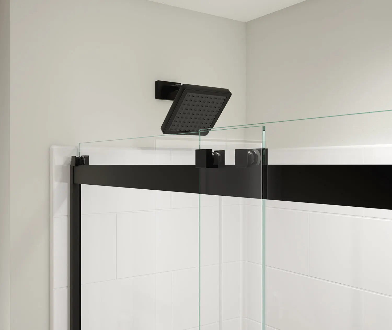 Revelation Square 44-47 x 70 ½-73 in. 6 mm Bypass Shower Door for Alcove Installation with Clear glass in Matte Black - Plumbing Market