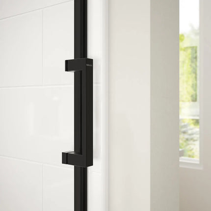 Revelation Square 44-47 x 70 ½-73 in. 6 mm Bypass Shower Door for Alcove Installation with Clear glass in Matte Black - Plumbing Market