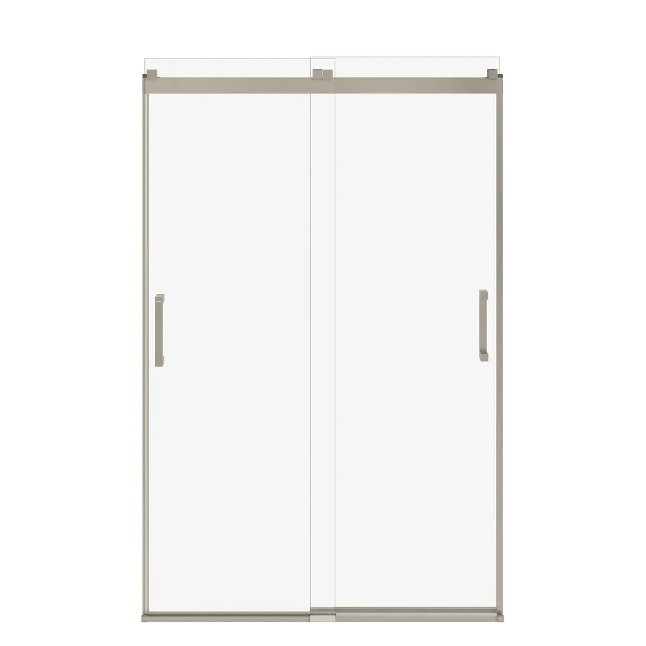 Revelation Square 44-47 x 70 ½-73 in. 8mm Bypass Shower Door for Alcove Installation with Clear glass in Brushed Nickel - Plumbing Market