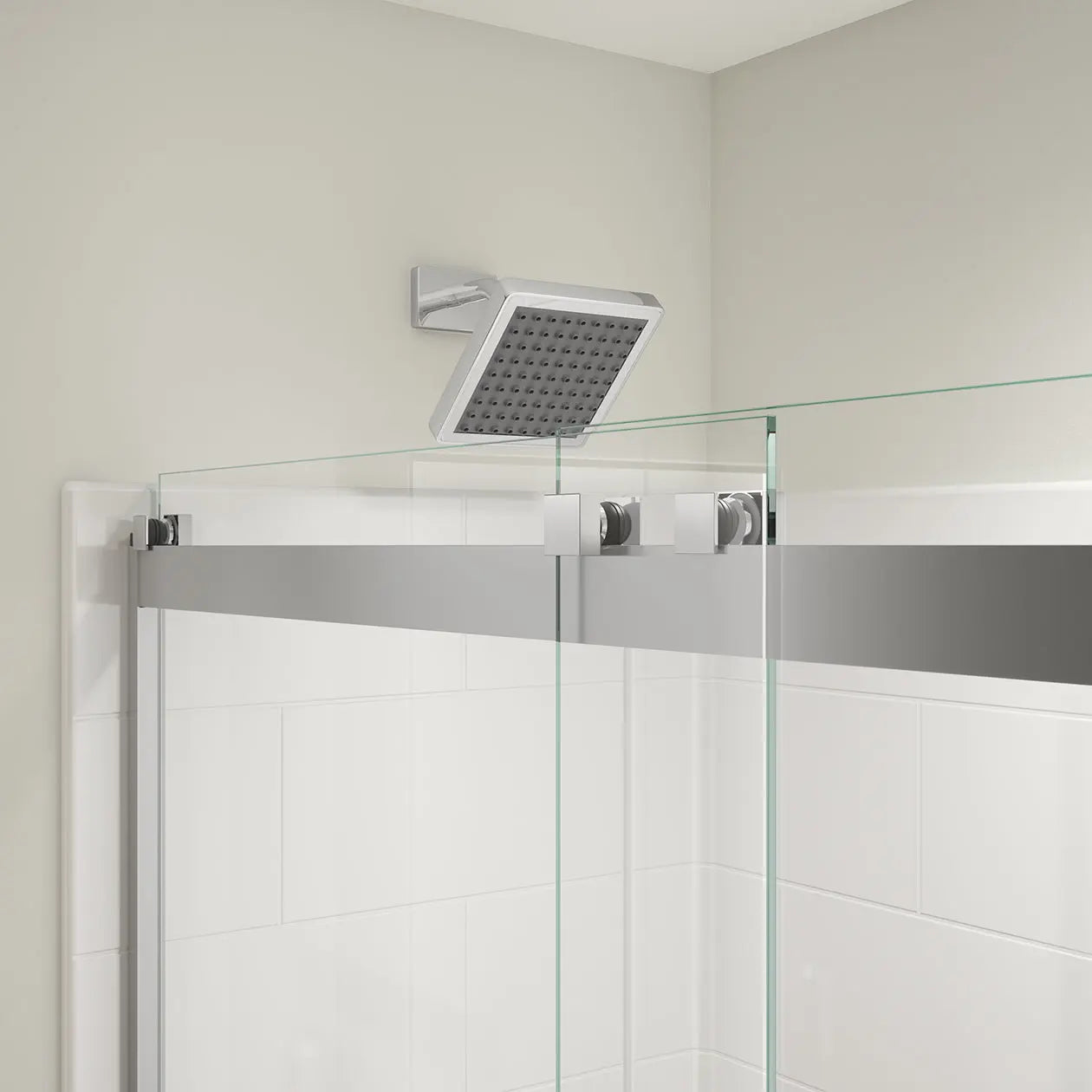 Revelation Square 44-47 x 70 ½-73 in. 8mm Bypass Shower Door for Alcove Installation with Clear glass in Chrome - Plumbing Market