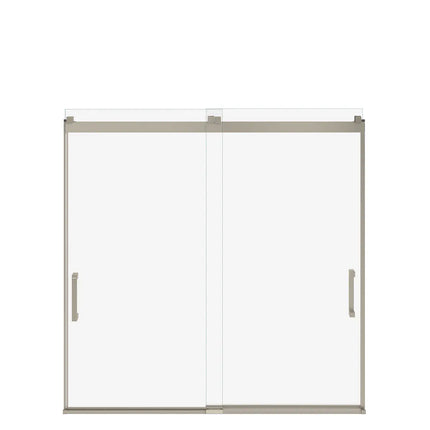 Revelation Square 56-59 x 56 ¾-59 ¼ in. 6 mm Bypass Tub Door for Alcove Installation with Clear glass in Brushed Nickel - Plumbing Market
