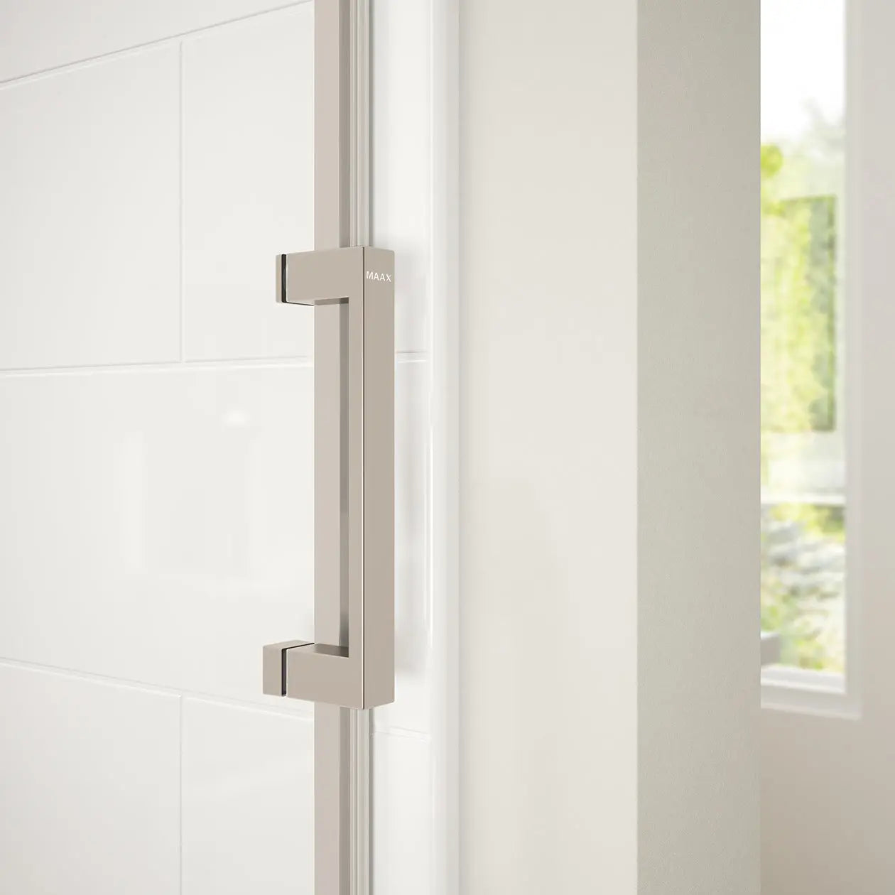 Revelation Square 56-59 x 56 ¾-59 ¼ in. 8mm Bypass Tub Door for Alcove Installation with Clear glass in Brushed Nickel - Plumbing Market