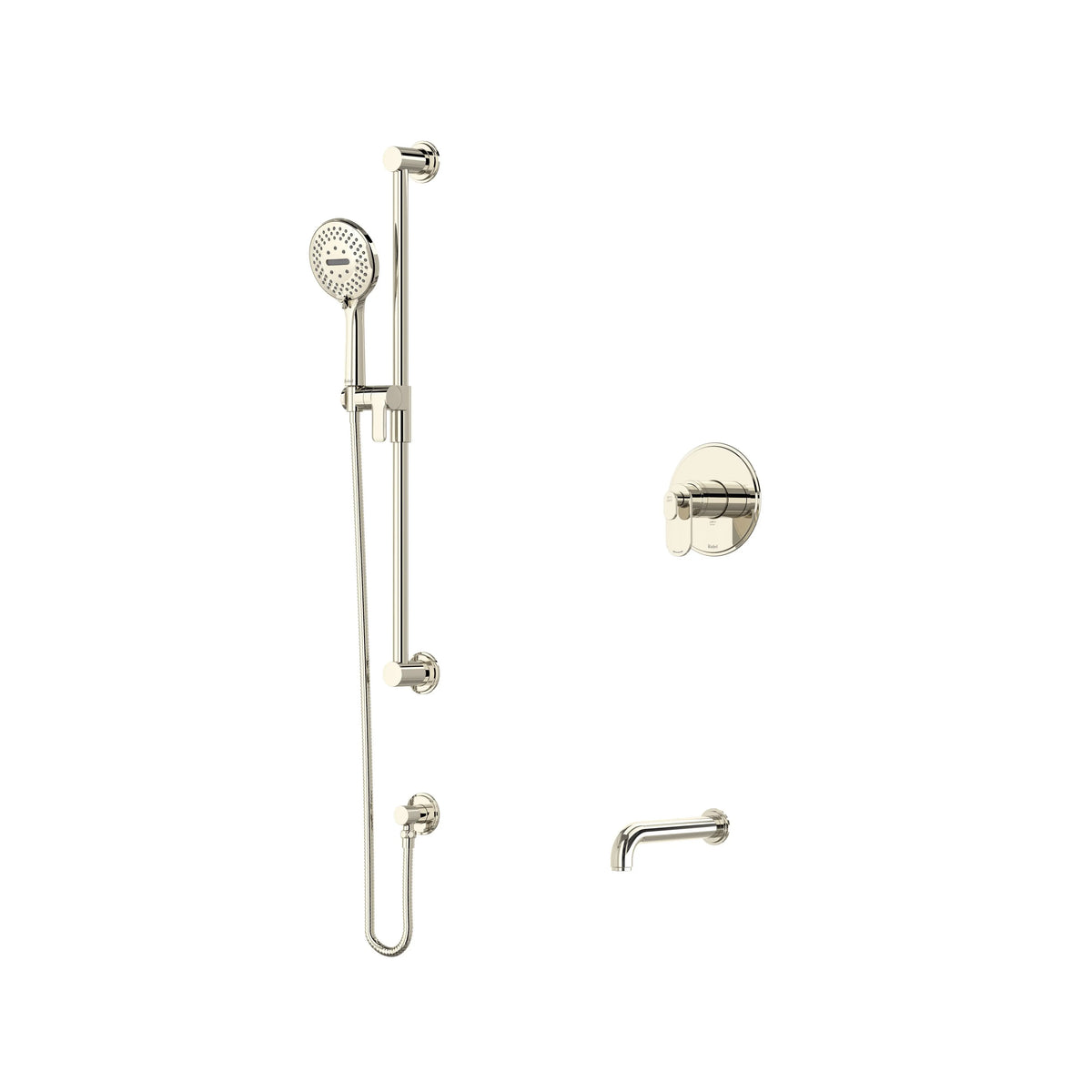 Riobel Arca 2-Way Thermostatic/Pressure Balance Shower Trim Kit with Hand Shower Rail & Tub Spout - Polished Nickel (TKIT1244AAPN)