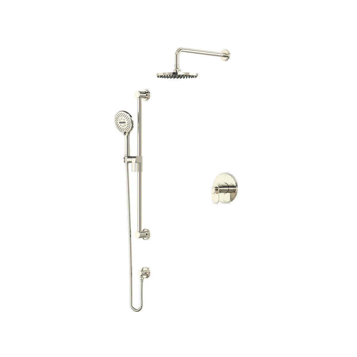 Riobel Arca 2-Way Thermostatic/Pressure Balance Shower Trim Kit with Shower Head & Hand Shower Rail - Polished Nickel (TKIT323AAPN-CW)