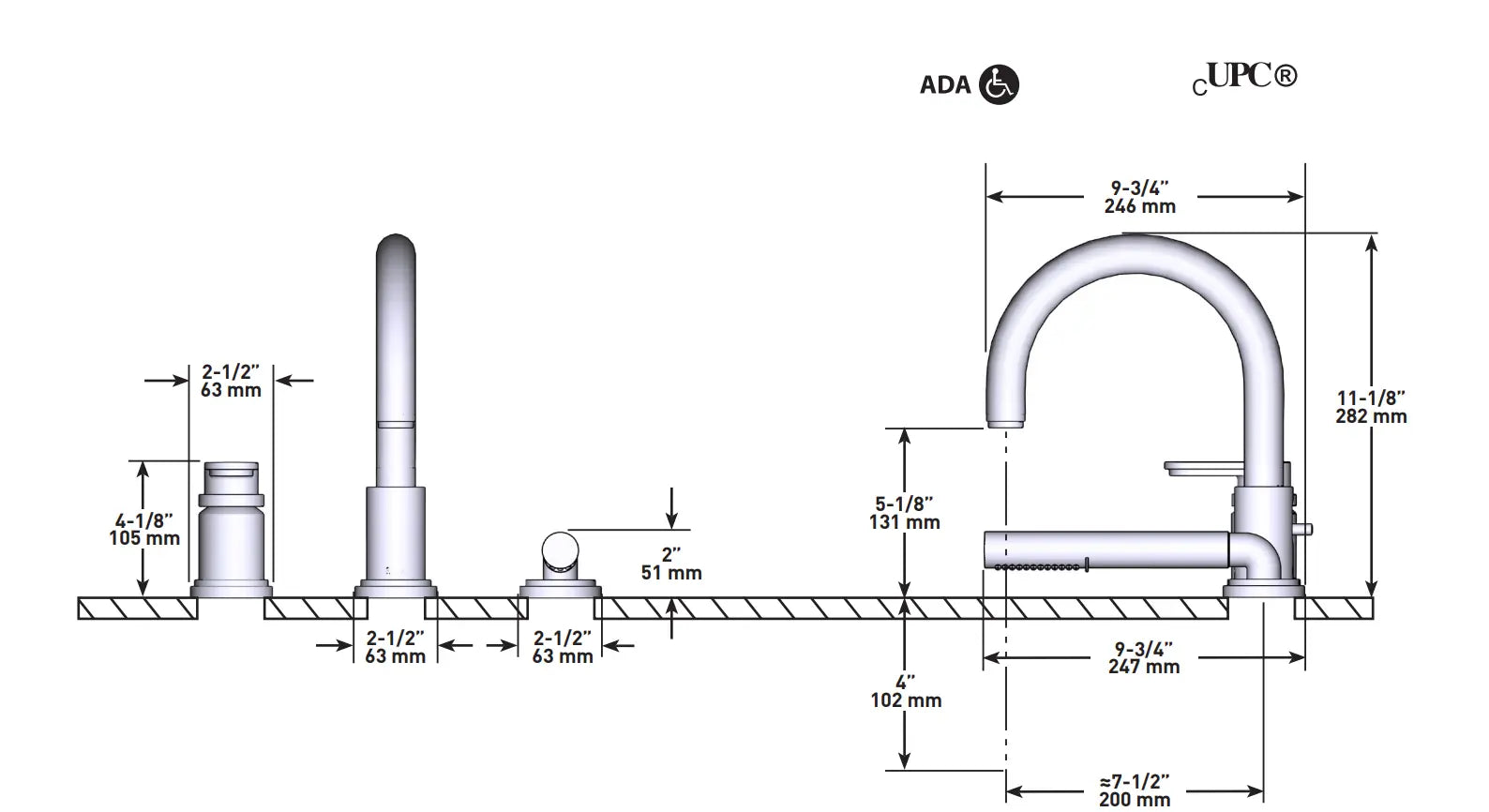 Riobel Arca 3-Hole Deck Mount Tub Filler Trim - Plumbing Market