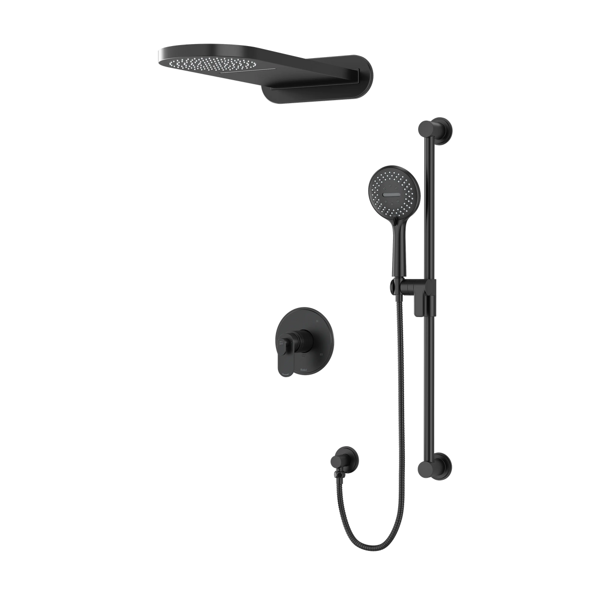 Riobel Arca 3-Way Thermostatic/Pressure Balance Shower with Rain Head & Hand Shower - Black (KIT2745AABK-SPEX)