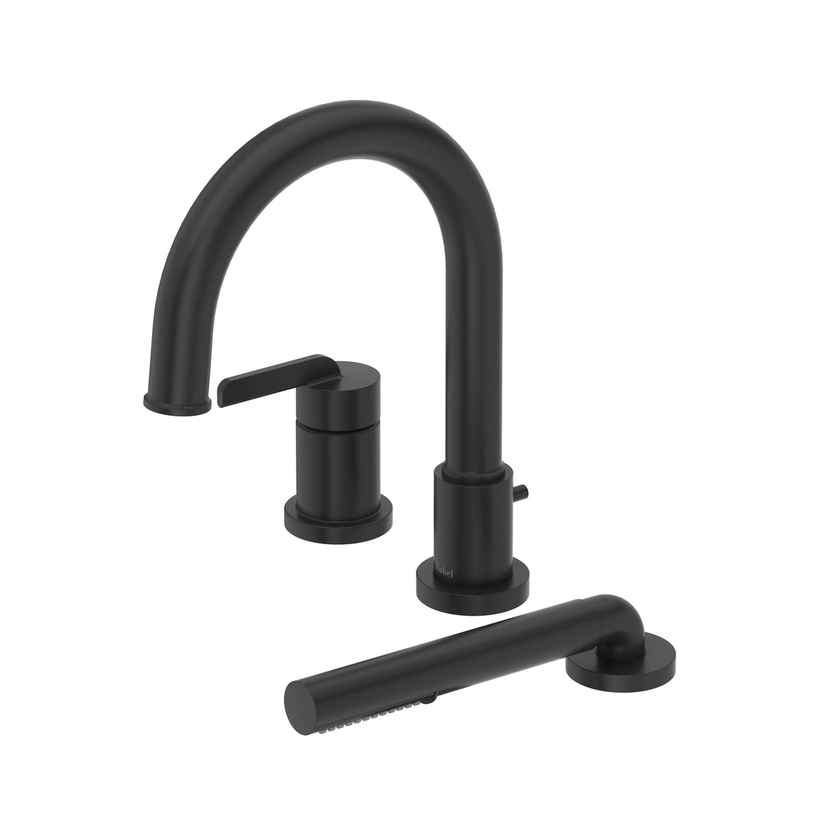 Riobel Authentica 3-Hole Deck-Mount Tub Filler Trim with Hand Shower - Black (TAU10BK)