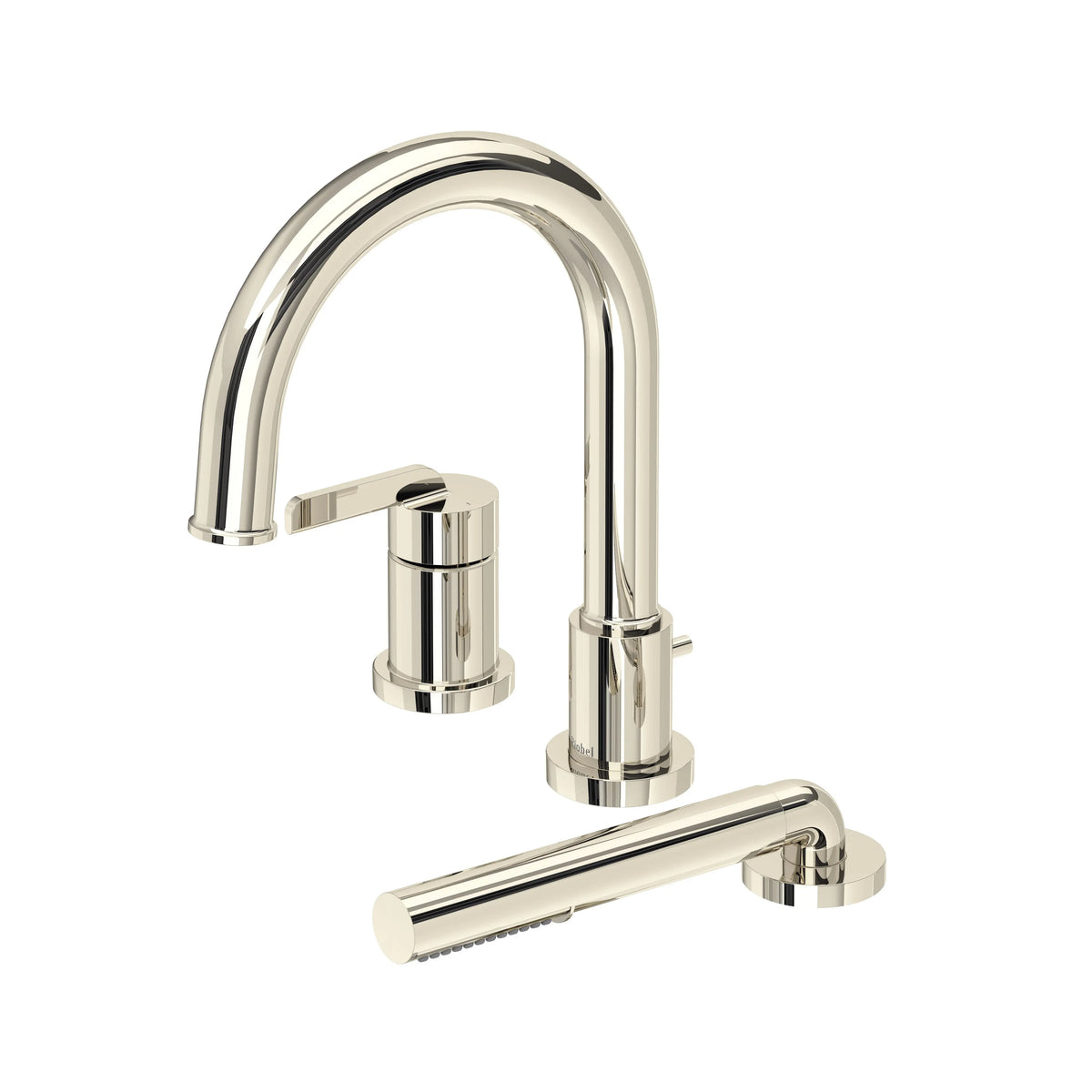 Riobel Authentica 3-Hole Deck-Mount Tub Filler Trim with Hand Shower - Polished Nickel (TAU10PN)