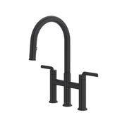 Riobel Authentica Bridge Pull-Down Kitchen Faucet with C-Spout - Black (AU400BK)