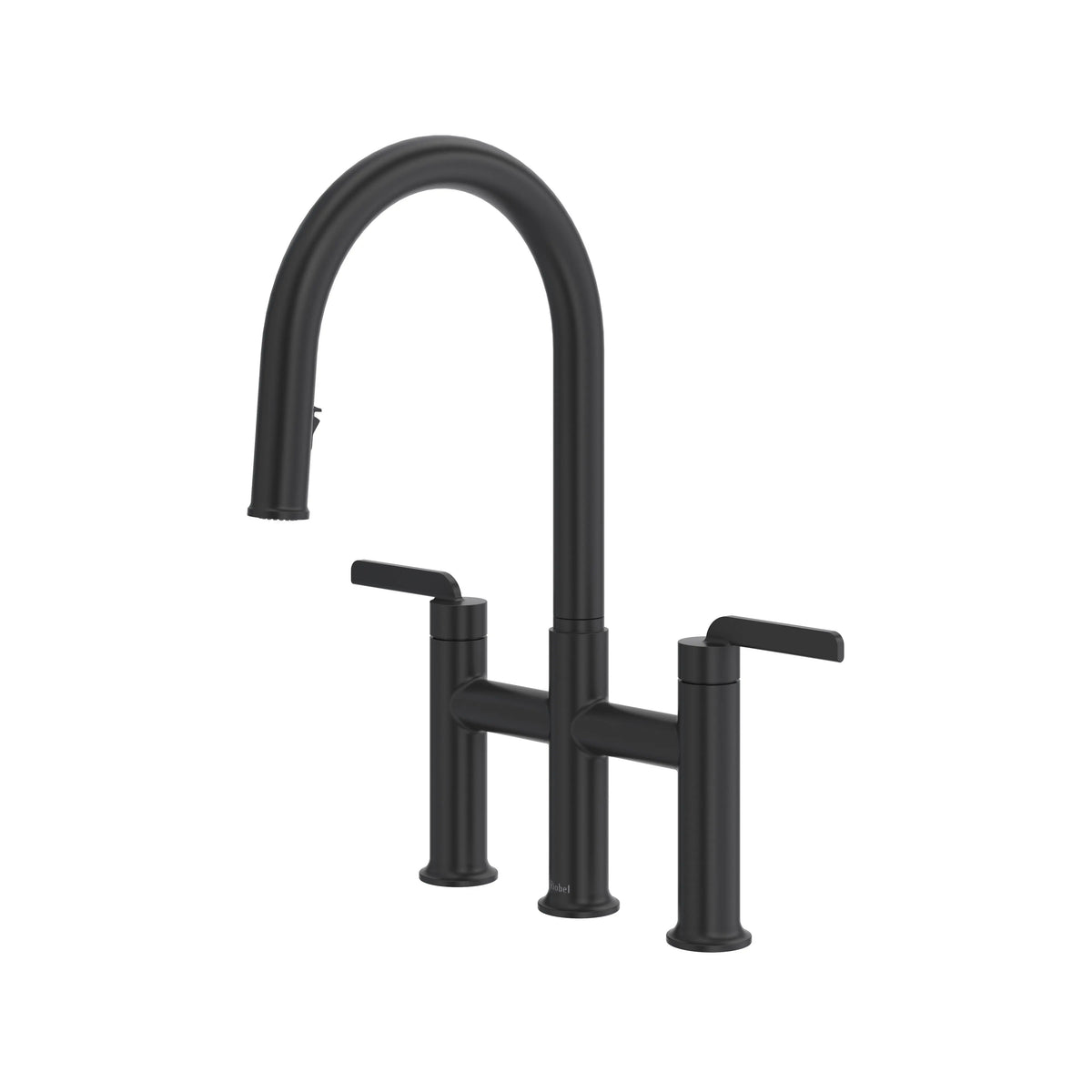 Riobel Authentica Bridge Pull-Down Kitchen Faucet with C-Spout - Black (AU400BK)