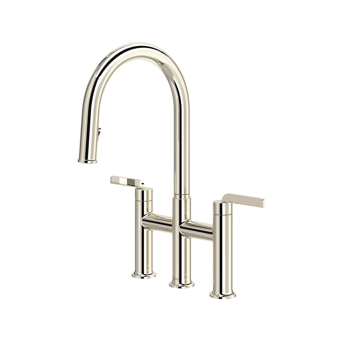 Riobel Authentica Bridge Pull-Down Kitchen Faucet with C-Spout - Polished Nickel (AU400PN)