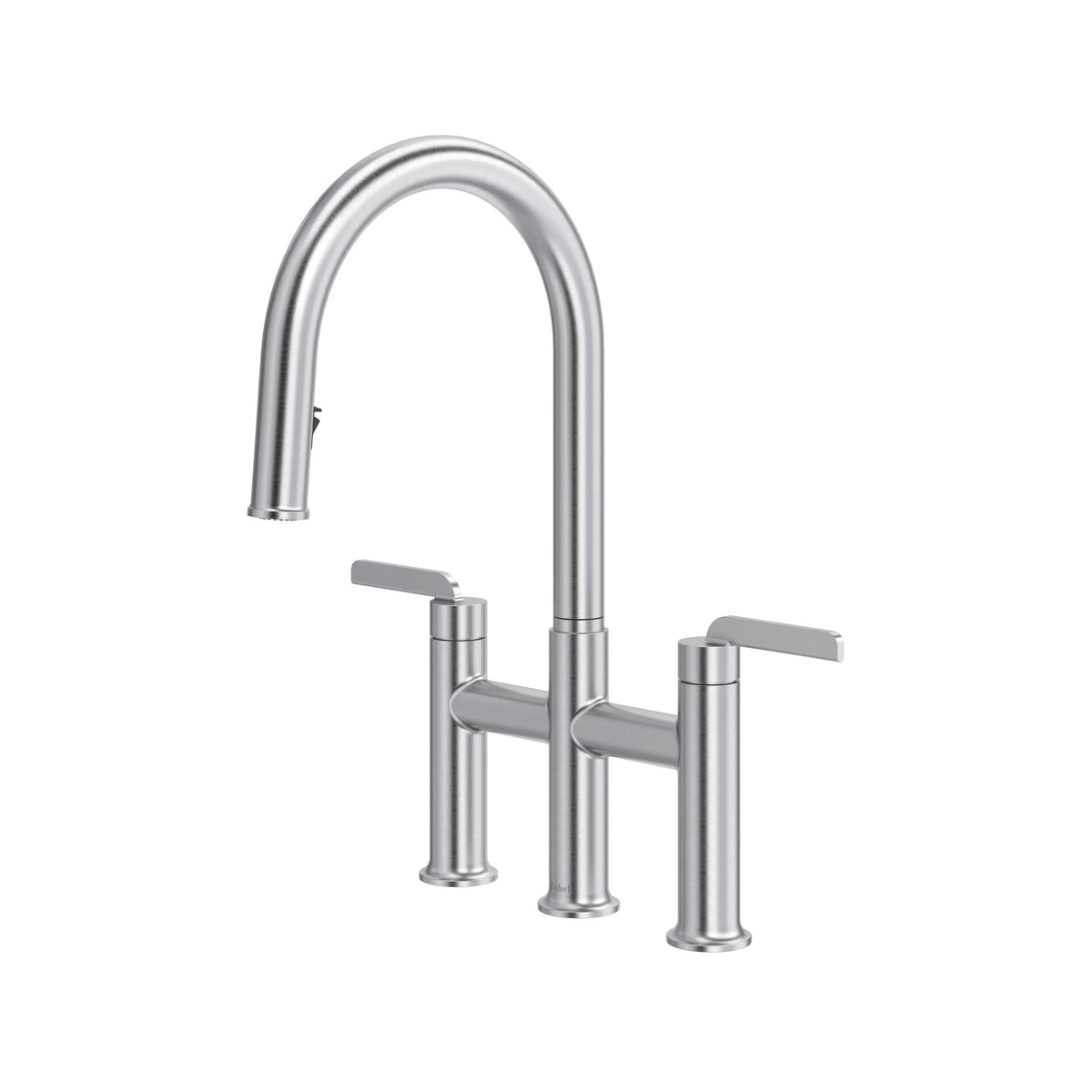 Riobel Authentica Bridge Pull-Down Kitchen Faucet with C-Spout - Stainless Steel (AU400SS)