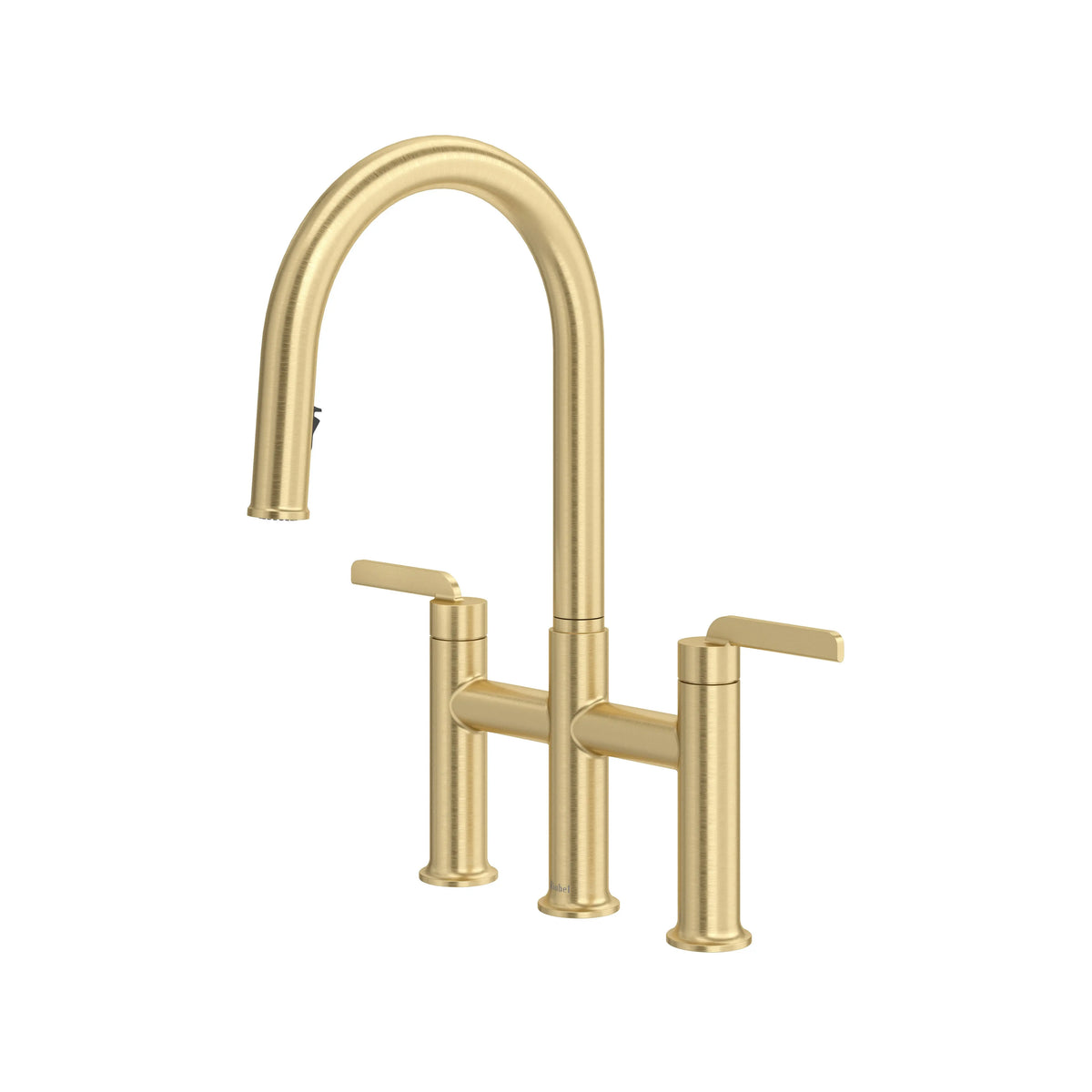 Riobel Authentica Bridge Pull-Down Kitchen Faucet with C-Spout - Satin Brass US4 (AU400US4)