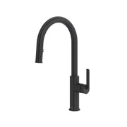 Riobel Authentica Pull-Down Kitchen Faucet with C-Spout - Black (AU201BK)