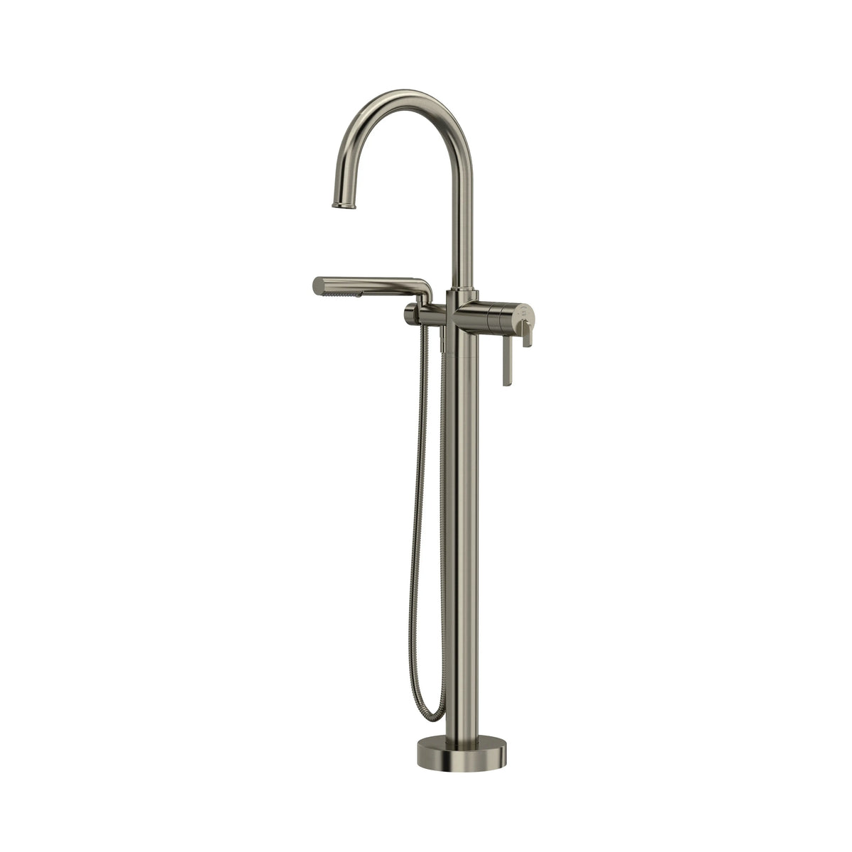 Riobel Authentica Thermostatic Single Hole Floor-Mount Tub Filler Trim with Hand Shower - Brushed Nickel (TAU39BN)